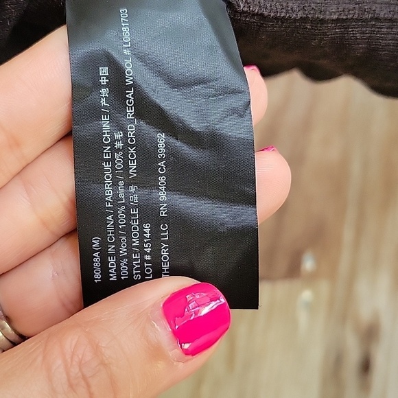 Theory Dark Brown Size Medium Regal Wool VNeck Cardigan NWT - Picture 5 of 6